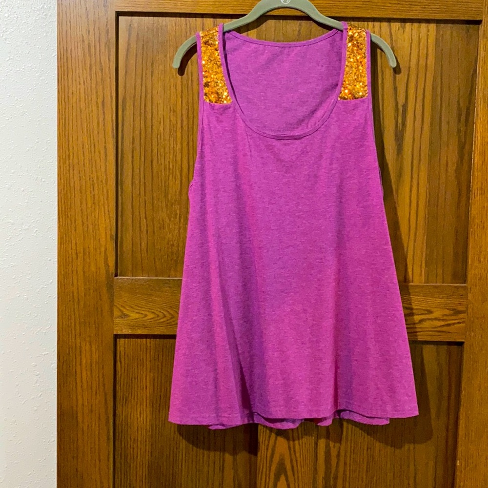 Sparkly purple and gold tank top